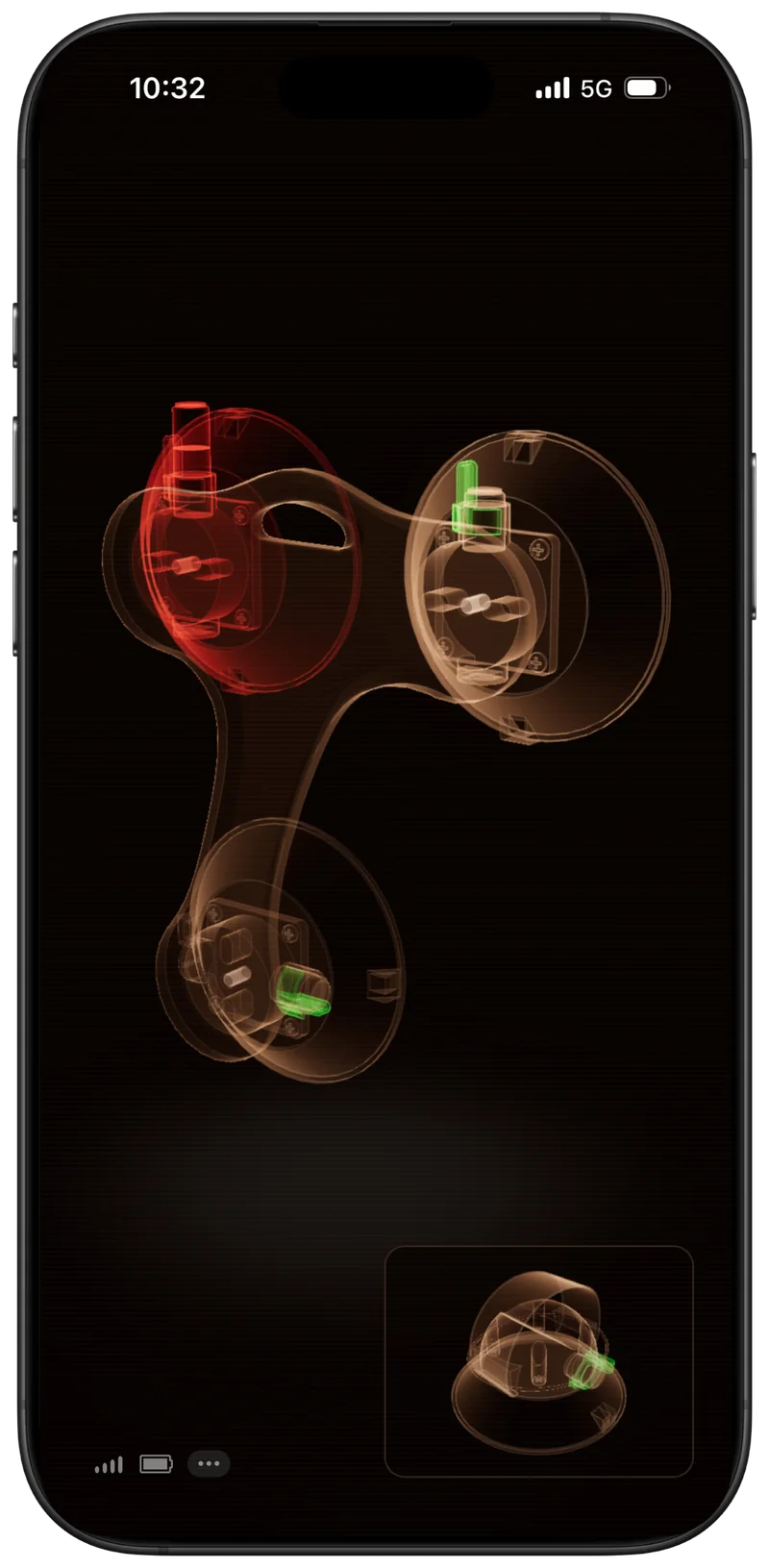 Kraken app Tactical view: a 3D representation of the rack with one mount highlighted