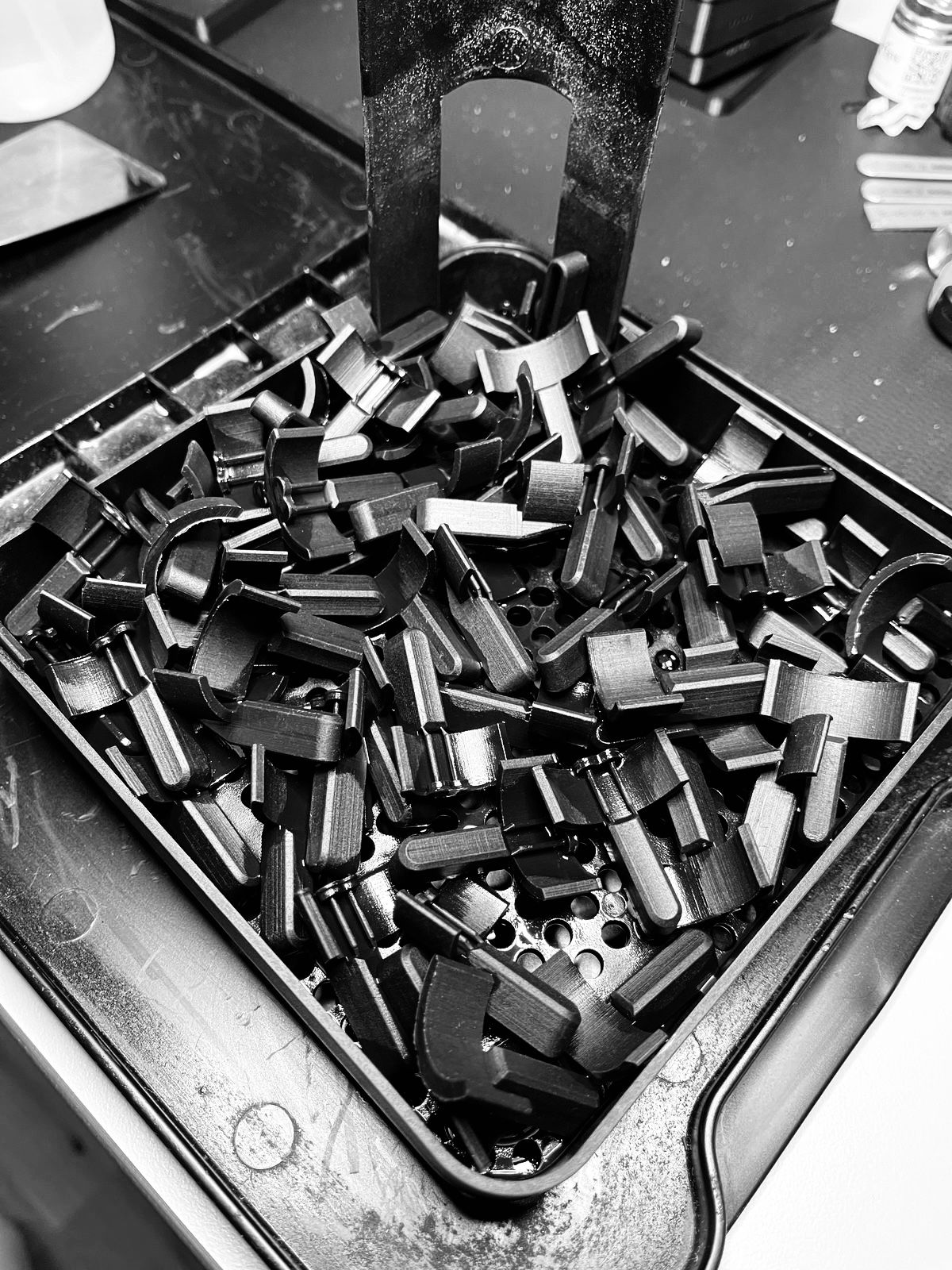 A tray of 3D printed Kraken sensor housings